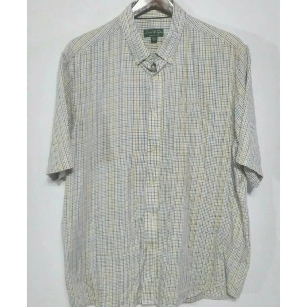 David Tayor Plaid Short Sleeve Shirt Wrinkle Free Size Large